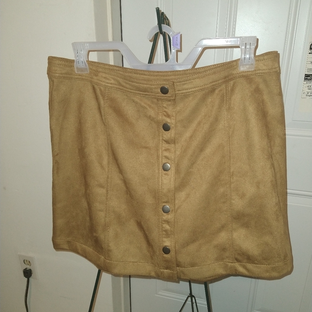 Mustard Yellow Button Skirt Mini - Picture 6 of 9